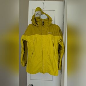 Marmot Kids Boys Yellow Hooded Rain Jacket. Large